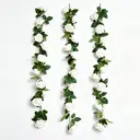 Wei's Moment Lot de 3 guirlandes de fleurs artificielles en soie roses blanches - 2 m image 1