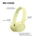 Sony WH-CH520 Wireless On-Ear Headphones (Yellow) image 8