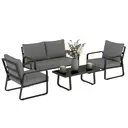 Outsunny 4 Piece Garden Furniture Set, Outdoor Sofa Set with Loveseat, 2 Armchairs, Coffee Table and Cushions, Patio Furniture Conversation Set for Poolside Porch, Black image 0