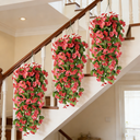 Yuejia 2PCS 30.7in/78cmArtificial Fake Hanging Flowers Plants for Outdoor Spring Summer Decoration, Faux Silk Violet Look Real Trailing Vines for Outside Home Planter Porch Patio(Rose Red) image 2