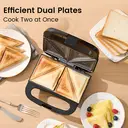 ochama Machine à Sandwich 750W Antiadhésif, Chauffe Double Face, Grille-Pain avec Plaques Fixes, Appareil à Petit-Déjeuner pour Croque-Monsieur et Panini image 5