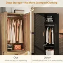 HOMCOM Modern 2-Door Wardrobe with 2 Drawers and Rail, Deep Clothes Storage Unit for Bedroom, 80 x 54 x 180 cm, Natural image 4