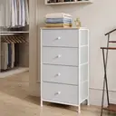 JOYFURNOS Commode en tissu pour chambre, avec 4 tiroirs, cadre en métal, blanc image 3