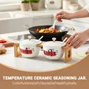 Chinese Style Ceramic Canister Set, White Porcelain Storage Jars with Bamboo Tray for Kitchen Countertop
2-Pack Ceramic Dispenser Set with Spoons, "Sun" and "Moon" Themed Canisters, 26cm Tall with Wood Stand​​ image 3