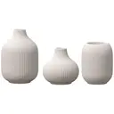 [3Pcs] 5.9in/15cm, Ceramic Vase Beige - Minimalist Vases with Rill Design, Compact Transitional Decoration for Living Room, Bedroom, Office image 3