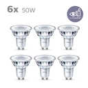 Philips Light Bulb LED Spotlight Pin Base GU10 Warm White 50W Non-Dimmable 6pcs image 1