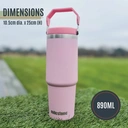 Milestone Travel Mug with Flip Straw Stainless Steel Double Walled Pink 890ml image 1