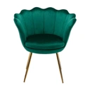 CHAIRUS Chaise d'appoint en velours en forme de pétale avec pieds dorés - Vert image 0