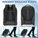 Trolley Backpack with Wheels， 17.3 Inch Trolley Backpack with Large Wheels， 50L Travel Backpack with Wheels Including USB Charging Port & Combination Lock， Waterproof for Work Travel， Black image 4