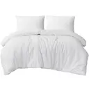 LeBonsoir Parure de lit brossée avec 1 housse de couette 200 x 200 cm et 2 taies d’oreiller 65 x 65 cm, avec fermeture éclair - Blanc image 1