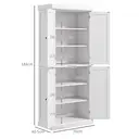 HOMCOM 184cm Freestanding Kitchen Cupboard with 4 Doors, Modern Storage Cabinet Organizer with 6-Tier Shelving and 4 Adjustable Shelves, White image 1