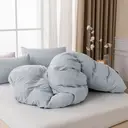 MENDALE Duvet Cover Set - Premium Bedding Set - 200*200 cm Duvet Cover with 65*65 cm Pillow Case - Soft Brushed Microfiber- Light Blue & Light Grey image 3