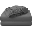 LeBonsoir 150x200cm Fitted Sheet， 30CM/12Inch Deep Pocket - 100% Cotton， No-Pop Off Elastic， 1 Fitted Sheet Only-Dark Gray image 1