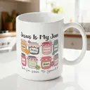Alphynix 1pc Jesus Is My Jam Mug, 11oz Ceramic Coffee Cup with Colorful Faith Blessings Jars, Humorous Christian Gift for Women, Men, Teens image 1
