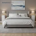 Ochama Set Of 2 Slim Cloud White Nightstands, 25x30x65cm Narrow Side Tables With Drawers & Flexible Compartment, Modern Small End Tables For Bedroom Or Living Room image 3