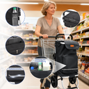 Foldable Shopping Trolley with Cooling Compartment, 3-in-1 Trolley, Sack Truck & Shoulder Bag, Shopping Trolley, Shopping Trolley 43L Capacity & Tie Down Strap, Shopping Cart with Wheels, Foldable Trolley, Grocery Shopping, Portable Trolley, Black image 3