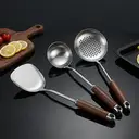 PURECOOK Spatula & Ladle Series | 304 | Wooden Handle | 3-Piece Spatula & Ladle Set image 2