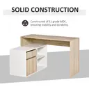HOMCOM L-Shaped Desk, Corner Computer Desk with Storage Drawer, Adjustable Shelf, Cabinet for Home Office and Study, 120 x 92 x 75cm, Oak and White image 6