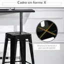 HOMCOM Lot de 4 tabourets de Bar Empilable Chaise de Bar Industriel avec Repose-Pied Hauteur d'Assise 76 cm, cadre en métal, style rétro, pour salle à manger, balcon, bistrot ou bar, Noir image 4
