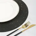 Lot de 6 sets de table ronds en polyester et coton tissé effet pailleté, diamètre de 38 cm - Noir image 6