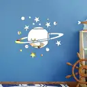 WhereHike Lot de 21 autocollants miroir en PVC planètes argent - 19 x 18 cm image 1