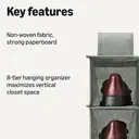 ANQI 8-Tier Hanging Closet Shelf Shoe Organizer, 11.5 x 41 x 5.5 in, Dark Grey image 4