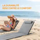 Outsunny Lot de 2 Tapis de Plage rembourré - lot de 2 Matelas de Plage - nattes de Plage - Dossier inclinable Multi-Positions - Sac Transport Inclus - métal Polyester PE Gris image 6