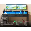 Computer Desk with USB Ports, Power Outlets, LED Strip, Drawers & File Cabinet, Reversible Corner Gaming Desk with Monitor Shelf & Storage for Home Office image 0