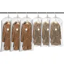 TAILI Sacs de rangement sous vide suspendus, sacs économiseurs d'espace, sacs de mise sous vide pour vêtements, costumes et vestes, organiseurs d'armoire et rangement, (3 longs, 3 courts) Transparent image 0