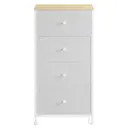JOYFURNOS Commode en tissu pour chambre, avec 4 tiroirs, cadre en métal, blanc image 1