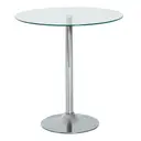 HOMCOM Round Bar Table, Modern Dining Table with Tempered Glass Top and Steel Frame for 2, Easy Assembly for Breakfast Bar, Dining Room, 70 x 70 x 74.5cm, Clear image 0