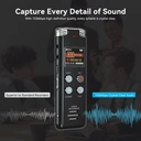 Rexsun 128GB Portable Digital Voice Recorder with LCD Screen, Intelligent Noise Reduction, ABS Aluminum Alloy in Gray, L357 image 1