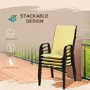 Outsunny 4 Pieces Garden Chairs, Stackable Outdoor Chairs with High Backrest and Armrest, Breathable Mesh Fabric Dining Chair Set of 4, Beige image 4