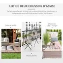 Outsunny Lot de 2 Coussins de chaise de jardin Coussin chaise extérieur Coussins d'assise déhoussables Rembourrage 5 cm Tissu Polyester dim. 45L x 45l cm Gris foncé image 5