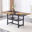 Table à manger rectangulaire style industriel 160x90x76 cm Table pour 4-6 personnes Marron/noir Étagère de rangement multifonctionnelle Pour salon/cuisine/salle à manger image 1