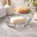 Interiors by Premier Clear Glass Soap Dish, Geometric Design Transparent Soap Storage Case,  Compact Soap Tray & Stand For Shower image 2