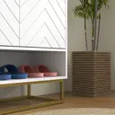 HOMCOM Shoe Cabinet, 12 Pairs Shoe Storage Cabinet with 2 Chevron Doors, Adjustable Shelf, Open Shelf and 6 Vents for Entryway, Hallway, White image 8