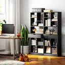 HOMCOM Tall Bookshelf with Drawer, Freestanding Bookcase with Open Shelves, Shelving Unit, Display Rack for Bedroom, Living Room, Home Office, Black image 5