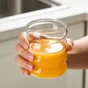 Ju7cer  Glass CupBubble Glasses with Straw, Wave Glasses, Tumblers, Glass Cups, Water Glasses for Latte Macchiato, Iced Coffee, Whisky, Cocktails, Yogurt, Soda Coffee360ml 1pc image 2