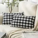 PHANTOSCOPE Encasa XO Cushion Covers 2 pcs set (30x50 cm) - Buffalo Black Checks - Decorative Large Square Colourful Washable Eco - Cotton, Throw Pillow Cases for Living Room, Sofa, Bedroom, Home & Hotel image 0