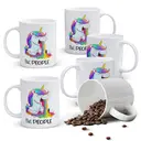 Alphynix  1pc 11oz White Mug with Sassy "EW, PEOPLE" Quote & Rainbow-Spewing Unicorn, Funny Contrast Christmas or Thanksgiving Gift image 0