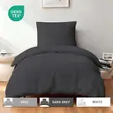 LeBonsoir Parure de lit brossée avec 1 housse de couette 135 x 200 cm et 1 taie d’oreiller 80 x 80 cm, avec fermeture éclair - Gris foncé image 0