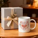 Alphynix 1 Mug Cœur Floral, 33cl céramique blanche avec design fleuri multicolore fleurs orange, rouge, bleu, cadeau romantique pour elle,Le cadeau de la saint-valentin, cadeau d’anniversaire image 4