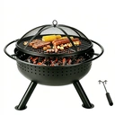 2-in-1 Feuerkorb & Holzkohlegrill, 51 cm Durchmesser Gussgrillrost, 34 cm hoch Feuerkorb auf Dreibein, tragbarer BBQ-Grill für Outdoor, Camping, Garten und Terrasse image 1