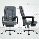 Vinsetto Fauteuil de bureau massant et chauffant, chaise de bureau ergonomique hauteur réglable, dossier inclinable, repose-pieds, télécommande filaire, pivotant 360°, tissu aspect lin, gris foncé image 2