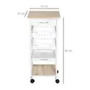 HOMCOM Mobile Rolling Kitchen Island Trolley for Home w/ Metal Baskets Trays Shelves Wheels Compact Stylish Storage White image 2