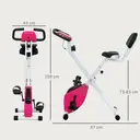 HOMCOM Vélo d'Appartement Magnétique Pliable - Collaboration Aosom.fr x FFHandball - Vélo de Fitness en X Silencieux pour Sport Maison et Cardio-training - Écran LCD & Capteur Pouls, Rose image 2