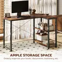 HOMCOM L Shaped Desk, Corner Computer Desk with Bookshelf for Home Office, Study Room, Workstation, 120 x 73.2 x 75cm, Rustic Brown image 4