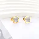 Gold Plated Flower Stud Earrings with White Shell – Mother of Pearl Peach Blossom Inlay, Sweet Floral Jewelry image 2
