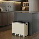 SONGMICSHOME  Triple Compartment Recycling Bin, 3 x 18L Pedal Kitchen Waste Bin, Soft-Close Lids, Steel, for Home, Beige image 3